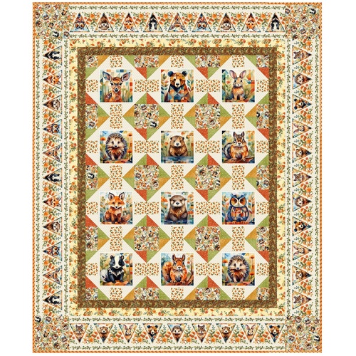 In The Beginning | Woodland Animals | Quilt Kit Yellow