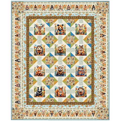 In The Beginning | Woodland Animals | Quilt Kit Blue