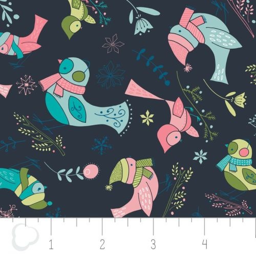 Winter Wonderland Birds Navy
