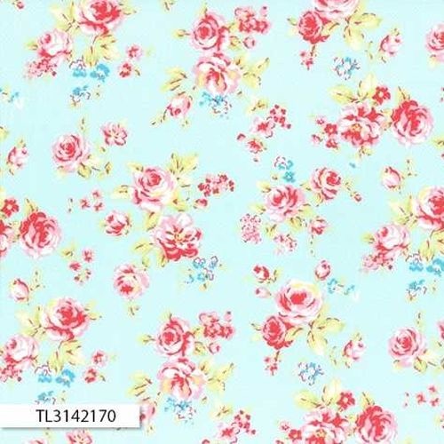 Antique Floral Medium Rose Blue