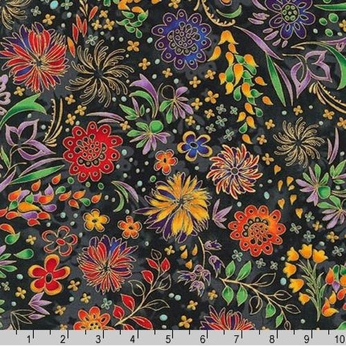 Stylised Flowers Black