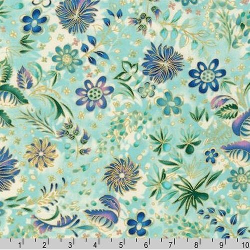 Stylised Flowers Aqua