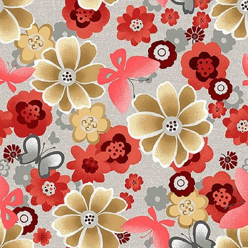 Floral Butterfly Grey