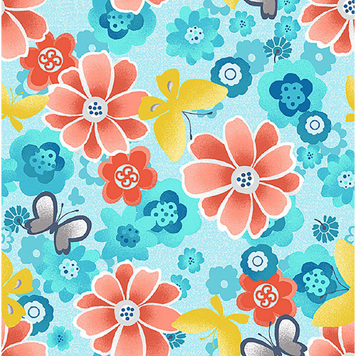 Floral Butterfly Aqua
