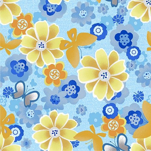 Floral Butterfly Blue