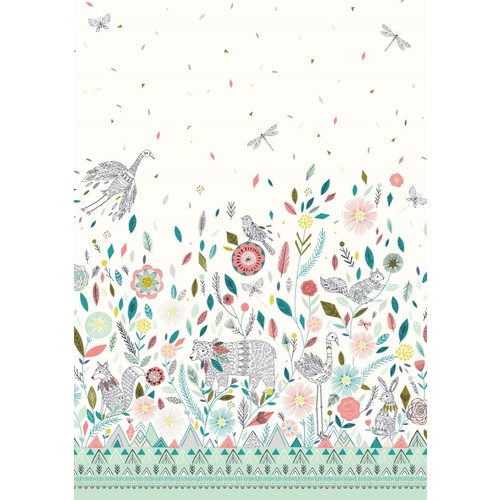Boho Meadow Animals Border Panel