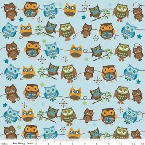 Hooty Owls Sky Blue